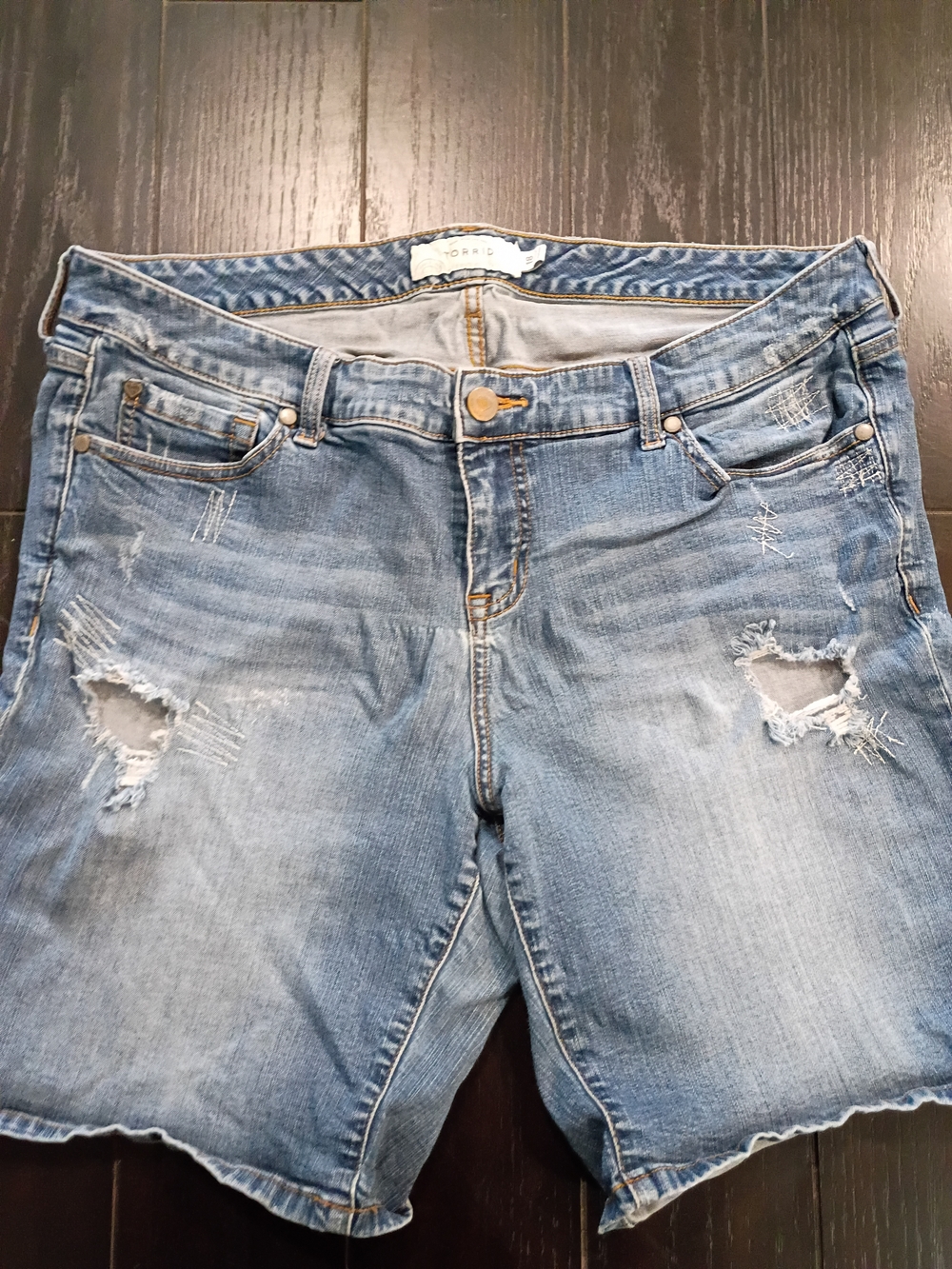 torrid Light Blue Distressed Boyfriend Denim Shorts